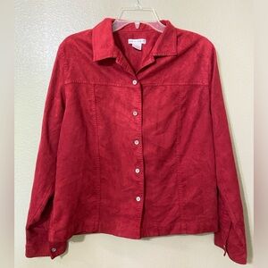 Vintage Hannah Red Faux Suede Button Up